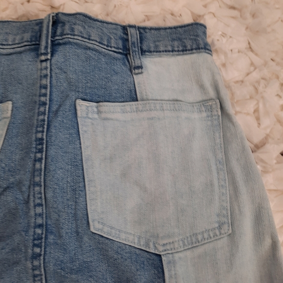 GAP Denim Mixed Denim Patchwork Jean Dkirt Fitted Button Front Sz 25 - Picture 8 of 12